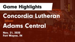 Concordia Lutheran  vs Adams Central  Game Highlights - Nov. 21, 2020
