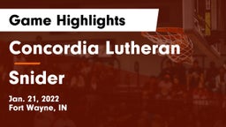 Concordia Lutheran  vs Snider  Game Highlights - Jan. 21, 2022