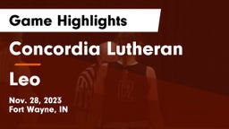 Concordia Lutheran  vs Leo  Game Highlights - Nov. 28, 2023