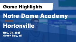 Notre Dame Academy vs Hortonville  Game Highlights - Nov. 28, 2023