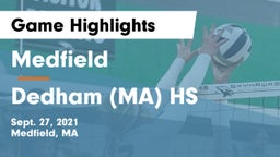 Medfield  vs Dedham (MA) HS Game Highlights - Sept. 27, 2021