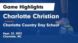 Charlotte Christian  vs Charlotte Country Day School Game Highlights - Sept. 22, 2022