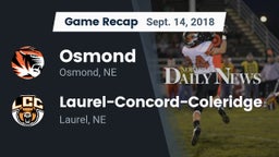 Recap: Osmond  vs. Laurel-Concord-Coleridge  2018