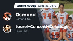 Recap: Osmond  vs. Laurel-Concord-Coleridge  2019