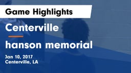 Centerville  vs hanson memorial Game Highlights - Jan 10, 2017