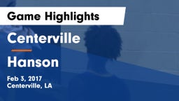 Centerville  vs Hanson Game Highlights - Feb 3, 2017