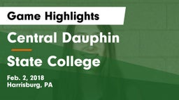 Central Dauphin  vs State College  Game Highlights - Feb. 2, 2018