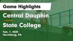 Central Dauphin  vs State College  Game Highlights - Feb. 7, 2020
