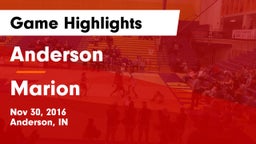 Anderson  vs Marion  Game Highlights - Nov 30, 2016