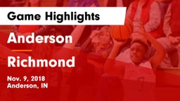 Anderson  vs Richmond  Game Highlights - Nov. 9, 2018