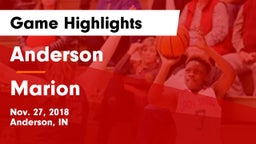 Anderson  vs Marion  Game Highlights - Nov. 27, 2018
