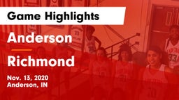 Anderson  vs Richmond  Game Highlights - Nov. 13, 2020
