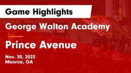 George Walton Academy vs Prince Avenue  Game Highlights - Nov. 30, 2023
