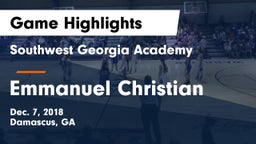 Southwest Georgia Academy  vs Emmanuel Christian Game Highlights - Dec. 7, 2018