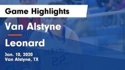 Van Alstyne  vs Leonard  Game Highlights - Jan. 10, 2020