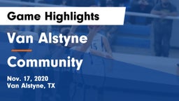 Van Alstyne  vs Community  Game Highlights - Nov. 17, 2020