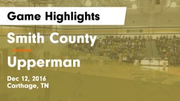 Smith County  vs Upperman Game Highlights - Dec 12, 2016