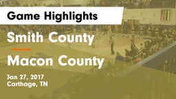 Smith County  vs Macon County  Game Highlights - Jan 27, 2017