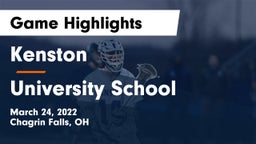 Kenston  vs University School Game Highlights - March 24, 2022