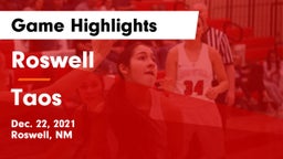 Roswell  vs Taos  Game Highlights - Dec. 22, 2021