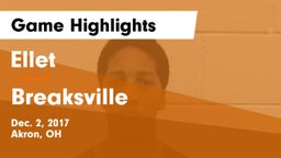 Ellet  vs Breaksville Game Highlights - Dec. 2, 2017