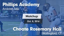 Matchup: Phillips Academy vs. Choate Rosemary Hall  2016