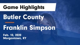 Butler County  vs Franklin Simpson Game Highlights - Feb. 10, 2020