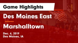 Des Moines East  vs Marshalltown  Game Highlights - Dec. 6, 2019