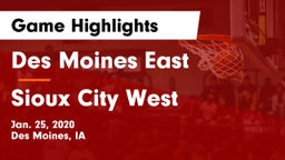Des Moines East  vs Sioux City West   Game Highlights - Jan. 25, 2020