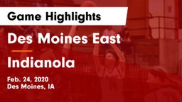Des Moines East  vs Indianola  Game Highlights - Feb. 24, 2020