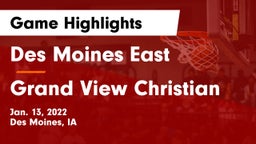 Des Moines East  vs Grand View Christian Game Highlights - Jan. 13, 2022
