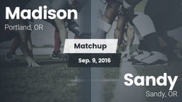 Matchup: Madison  vs. Sandy  2016
