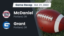 Recap: McDaniel  vs. Grant  2022
