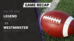 Recap: Legend  vs. Westminster  2016