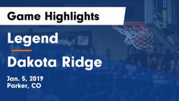 Legend  vs Dakota Ridge  Game Highlights - Jan. 5, 2019