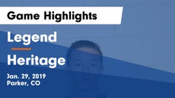 Legend  vs Heritage  Game Highlights - Jan. 29, 2019
