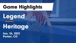 Legend  vs Heritage  Game Highlights - Jan. 26, 2022