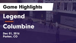 Legend  vs Columbine  Game Highlights - Dec 01, 2016