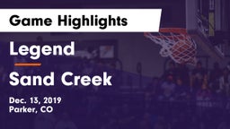 Legend  vs Sand Creek  Game Highlights - Dec. 13, 2019