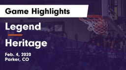 Legend  vs Heritage  Game Highlights - Feb. 4, 2020