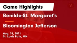 Benilde-St. Margaret's  vs Bloomington Jefferson  Game Highlights - Aug. 31, 2021