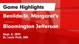 Benilde-St. Margaret's  vs Bloomington Jefferson  Game Highlights - Sept. 8, 2022
