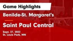 Benilde-St. Margaret's  vs Saint Paul Central Game Highlights - Sept. 27, 2022