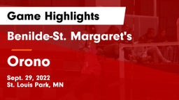Benilde-St. Margaret's  vs Orono  Game Highlights - Sept. 29, 2022