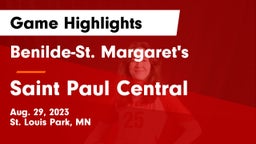 Benilde-St. Margaret's  vs Saint Paul Central   Game Highlights - Aug. 29, 2023