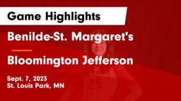 Benilde-St. Margaret's  vs Bloomington Jefferson  Game Highlights - Sept. 7, 2023