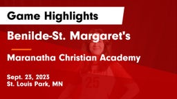 Benilde-St. Margaret's  vs Maranatha Christian Academy Game Highlights - Sept. 23, 2023