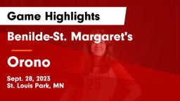 Benilde-St. Margaret's  vs Orono  Game Highlights - Sept. 28, 2023