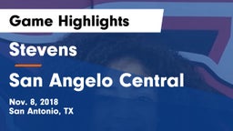 Stevens  vs San Angelo Central  Game Highlights - Nov. 8, 2018
