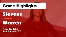 Stevens  vs Warren  Game Highlights - Nov. 28, 2023